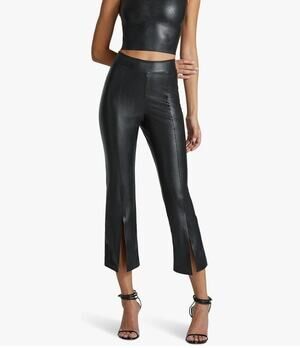 Commando Faux Leather 7/8 Split Front Black Pants Size Medium NWT 4 Way Stretch